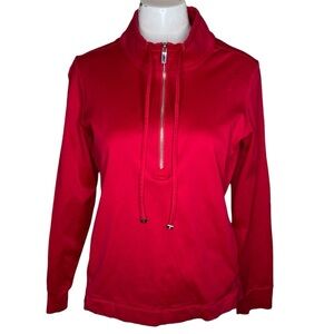 Tommy Bahama Women's Aruba Stretch Cotton Tango Red Half-Zip Shirt